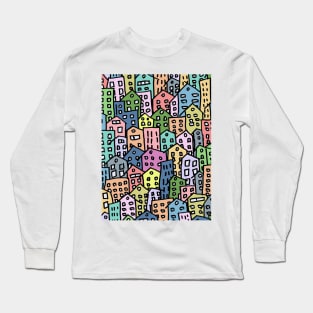 Crowded and colorful city Long Sleeve T-Shirt